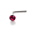 Sterling Silver 2.8mm Round CZ Crystal Nose Stud L Pin