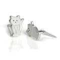 Sterling Silver & Enamel Sitting Cat Andralok Stud Earrings