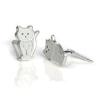 Sterling Silver & Enamel Sitting Cat Andralok Stud Earrings