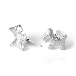 Sterling Silver Andralok Scottie Dog Stud Earrings