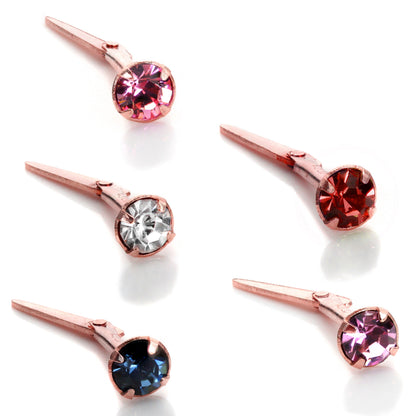 9ct Rose Gold Andralok 18Ga Nose Stud with 3mm CZ Crystal - 5 Colours