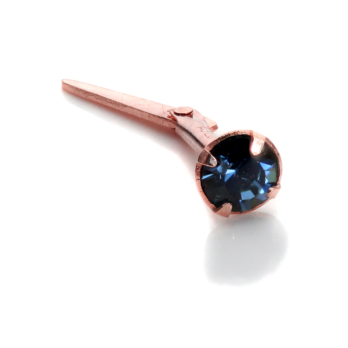 9ct Rose Gold Andralok 18Ga Nose Stud with 3mm CZ Crystal - 5 Colours