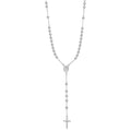 Heavy Sterling Silver Rosary Bead Necklace - 20 Inches