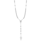 Heavy Sterling Silver Rosary Bead Necklace - 20 Inches