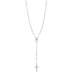 Sterling Silver Rosary Bead Necklace - 20 Inches