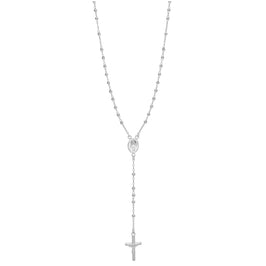 Sterling Silver Rosary Bead Necklace - 20 Inches