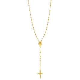 Gold Plated Sterling Silver Rosary Bead Necklace - 20 Inches
