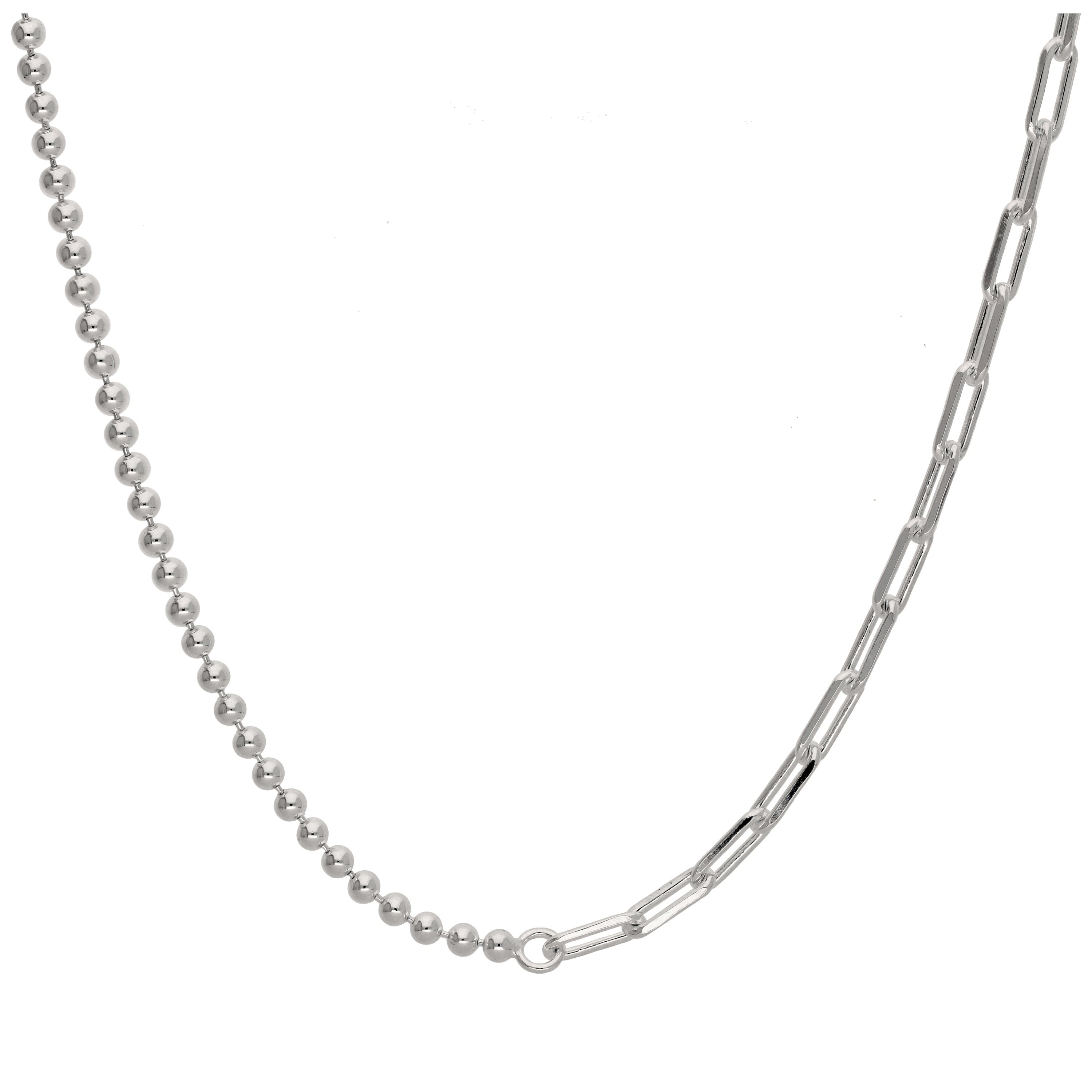 Sterling Silver T-Bar Paperclip Ball Chain Necklace