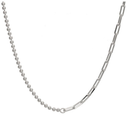 Sterling Silver T-Bar Paperclip Ball Chain Necklace
