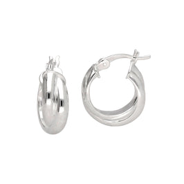 Sterling Silver Interlocking Double Twist Rope Creole Hoop Earrings