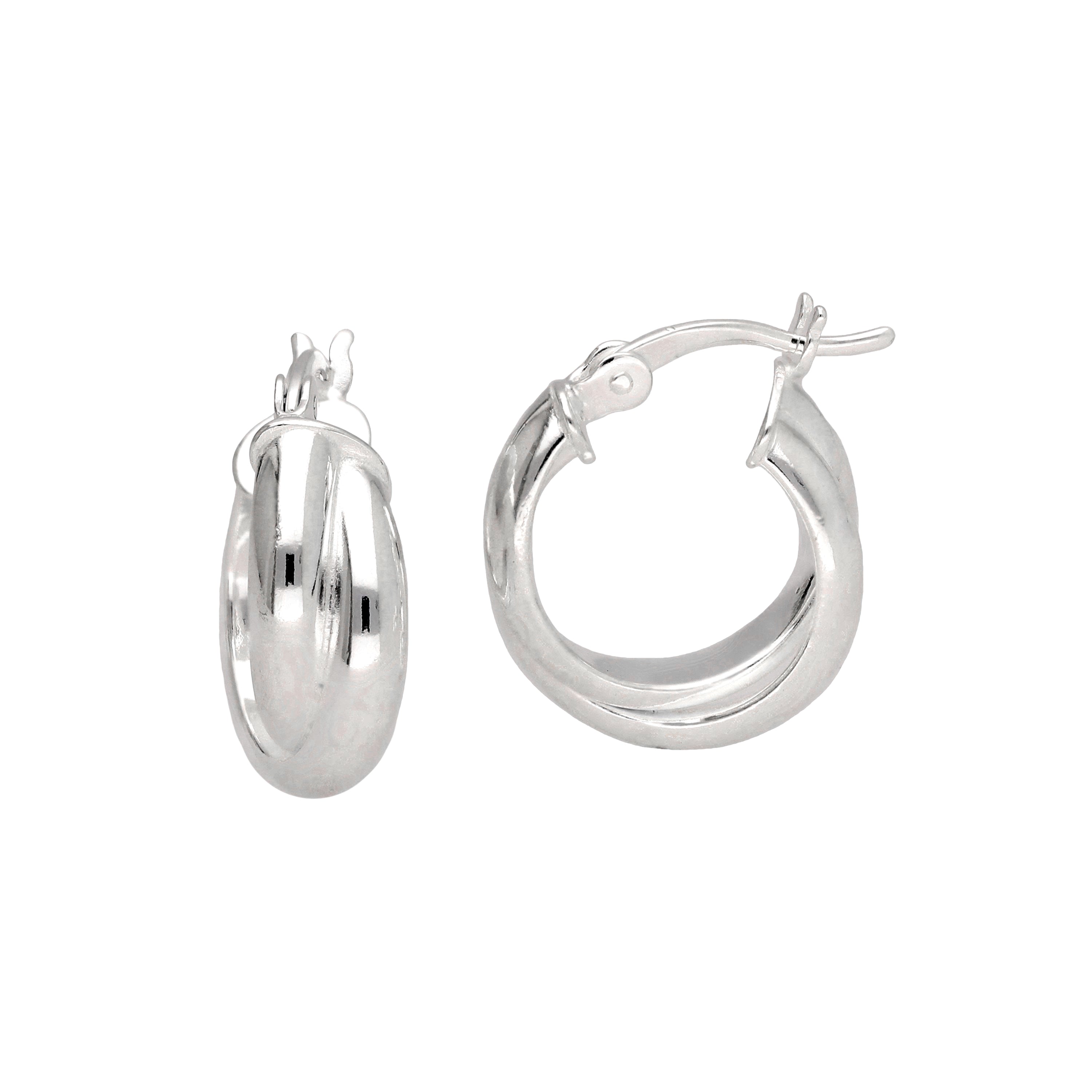 Sterling Silver Interlocking Double Twist Rope Creole Hoop Earrings