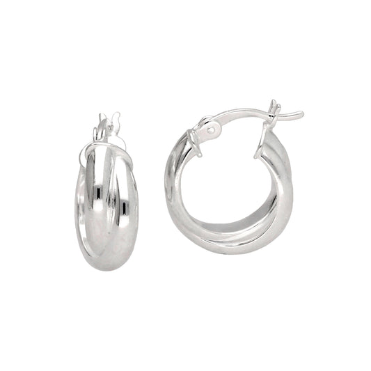 Sterling Silver Interlocking Double Twist Rope Creole Hoop Earrings