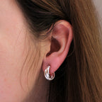 Sterling Silver Interlocking Double Twist Rope Creole Hoop Earrings
