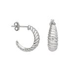 Sterling Silver Twist Rope Open Hoop Stud Earrings