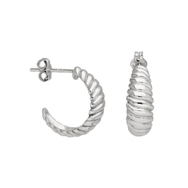 Sterling Silver Twist Rope Open Hoop Stud Earrings