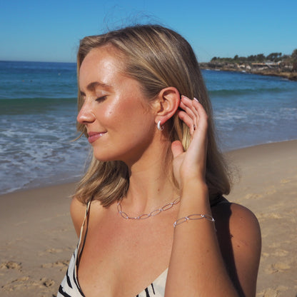 Sterling Silver Twist Rope Open Hoop Stud Earrings