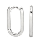 Sterling Silver Ovate Rectangle Hoop Earrings