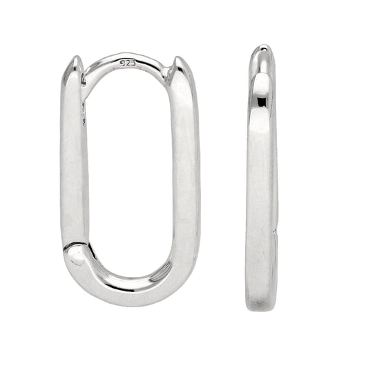Sterling Silver Ovate Rectangle Hoop Earrings