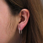 Sterling Silver Ovate Rectangle Hoop Earrings