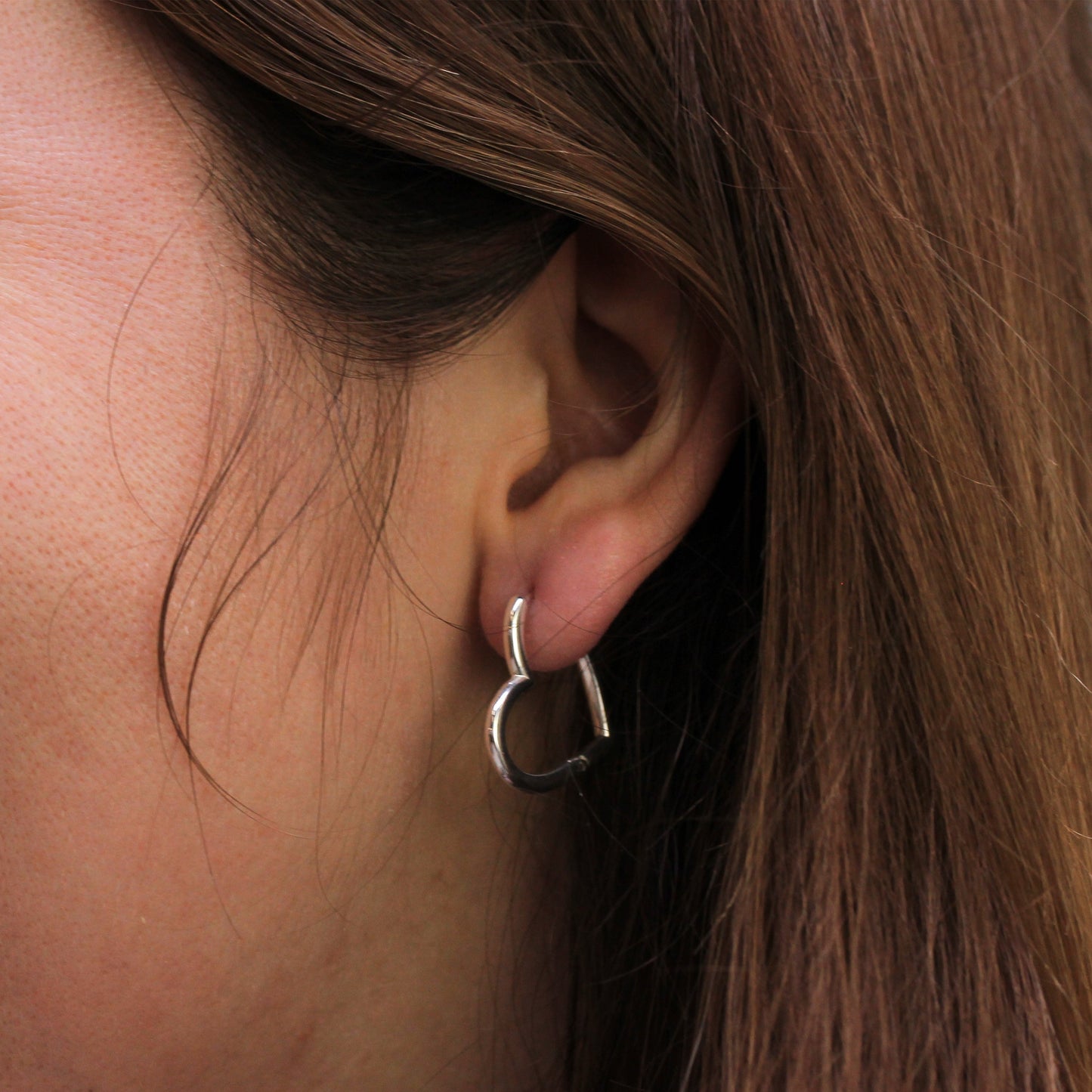 Sterling Silver Heart Hoop Earrings