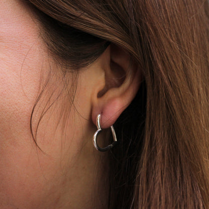 Sterling Silver Heart Hoop Earrings