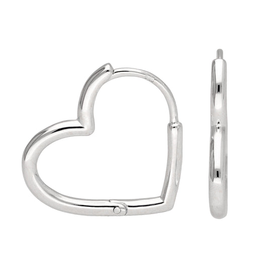 Sterling Silver Heart Hoop Earrings