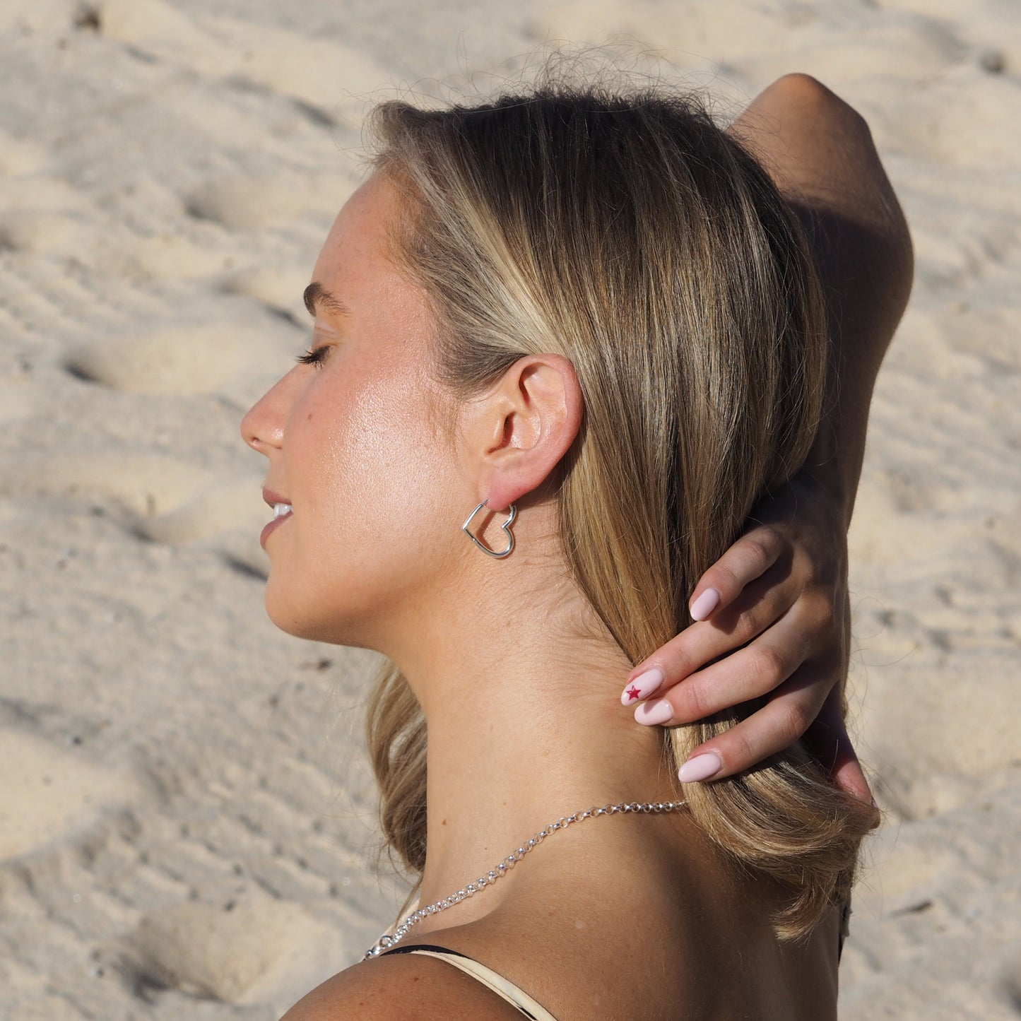 Sterling Silver Heart Hoop Earrings