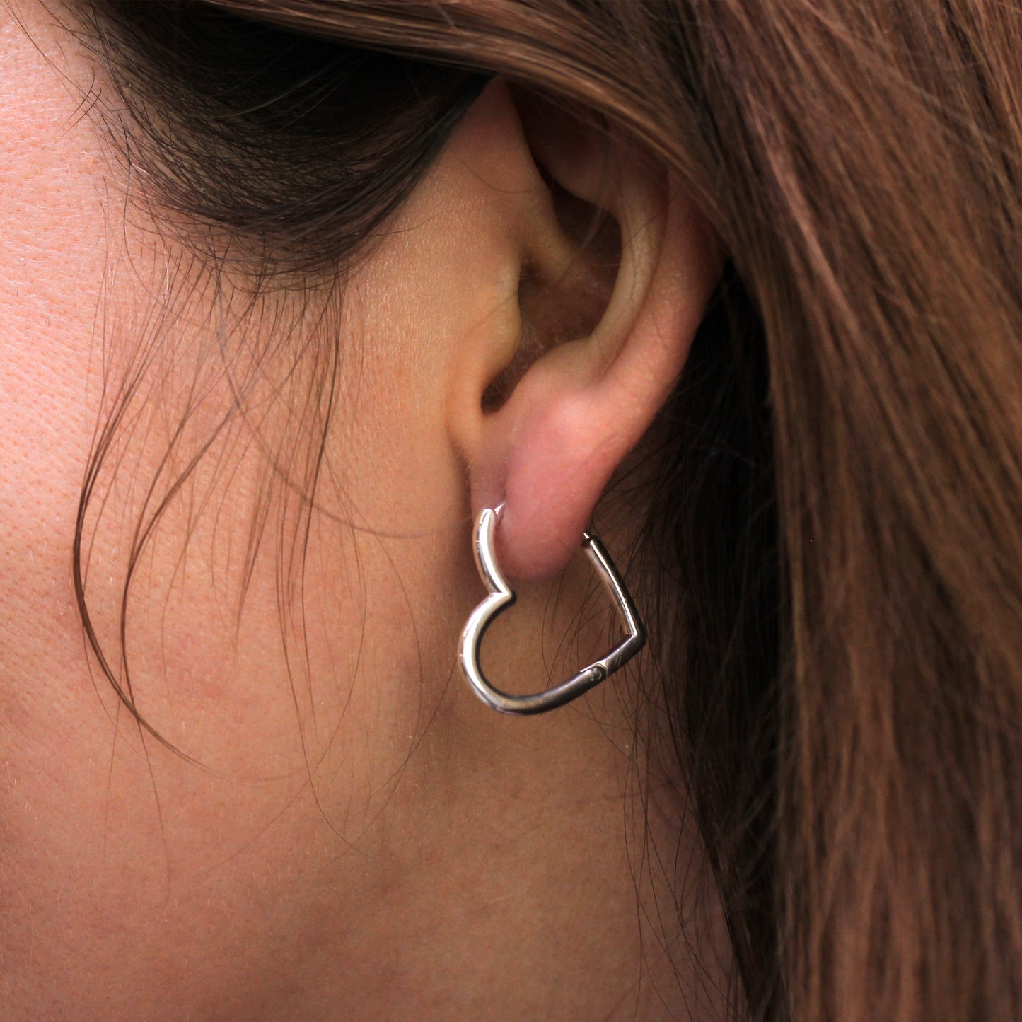 Sterling Silver Heart Hoop Earrings