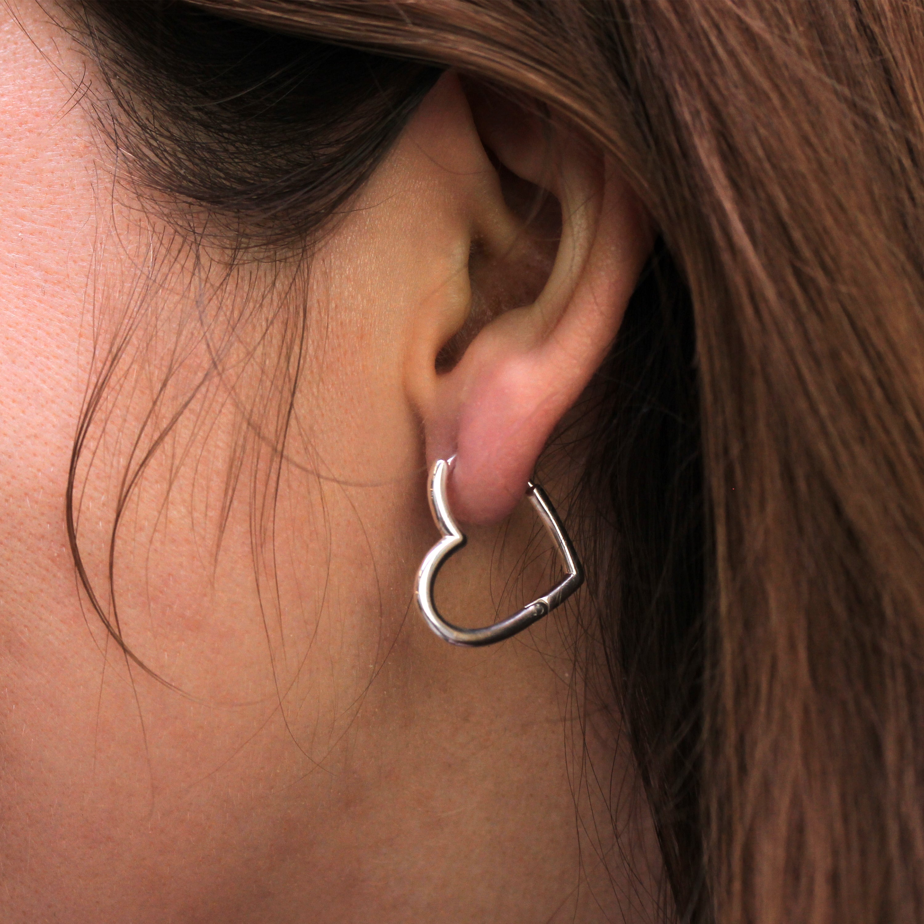 Sterling Silver Heart Hoop Earrings