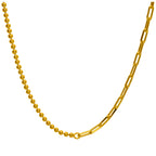 Gold Plated Sterling Silver T-Bar Paperclip Ball Chain Necklace