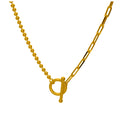 Gold Plated Sterling Silver T-Bar Paperclip Ball Chain Necklace