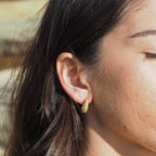 Gold Plated Sterling Silver Twist Rope Open Hoop Stud Earrings