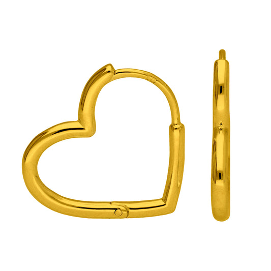 Gold Plated Sterling Silver Heart Hoop Earrings
