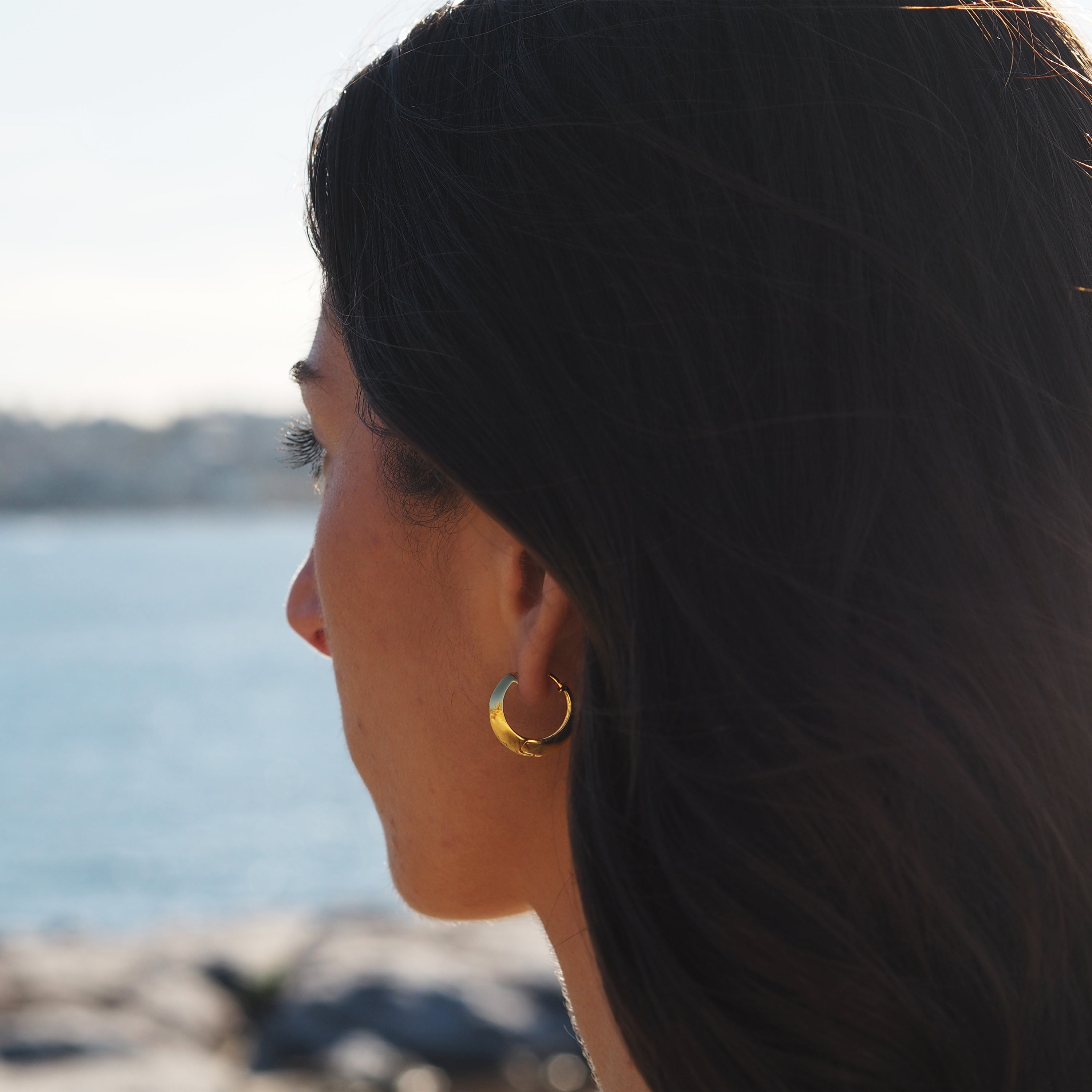 Gold Plated Sterling Silver Chunky Hoop Earrings