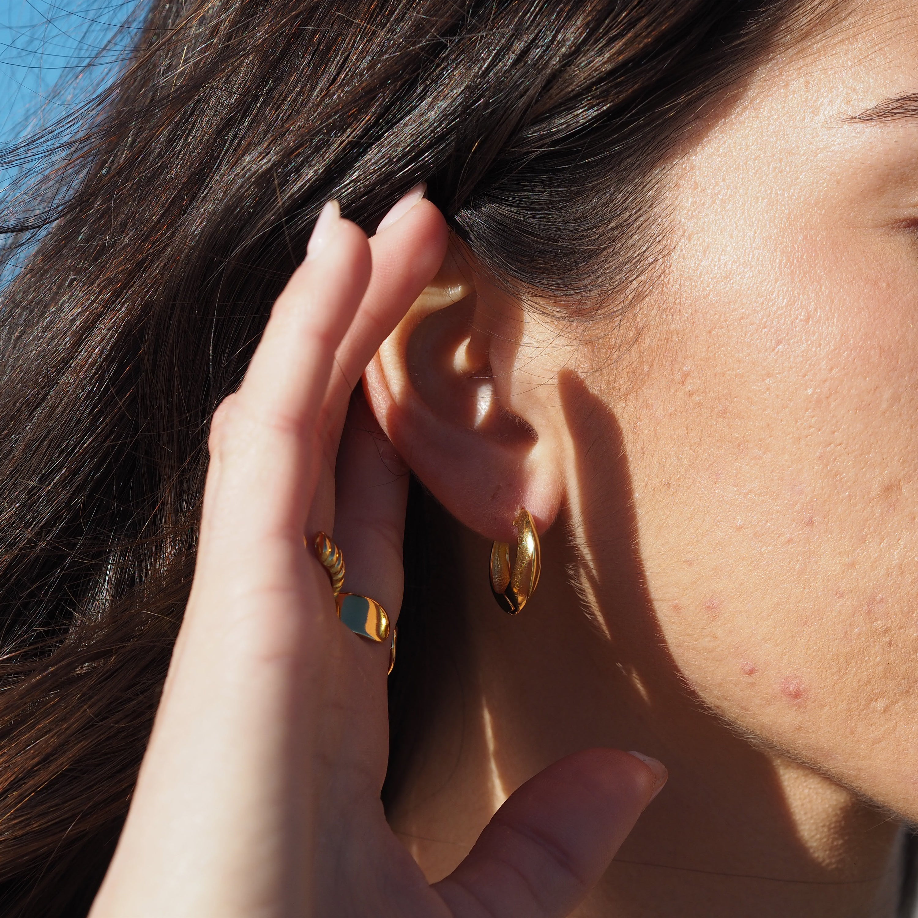 Gold Plated Sterling Silver Chunky Hoop Earrings