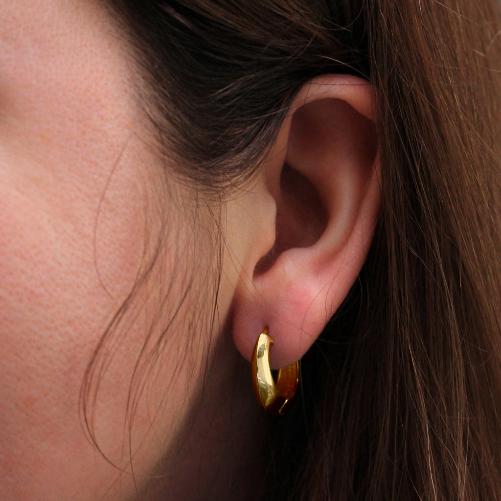 Gold Plated Sterling Silver Chunky Hoop Earrings