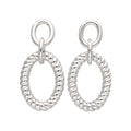 Sterling Silver Double Oval Twist Rope Stud Drop Dangle Earrings
