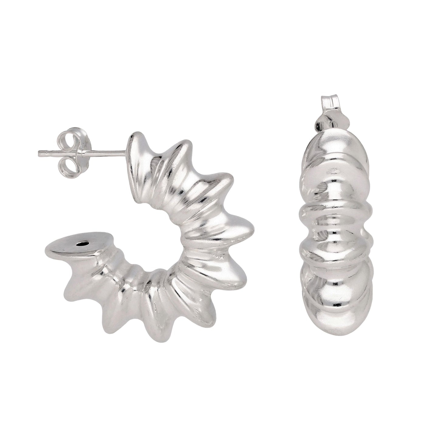 Sterling Silver Open Stud Hoop Earrings
