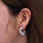 Sterling Silver Open Stud Hoop Earrings