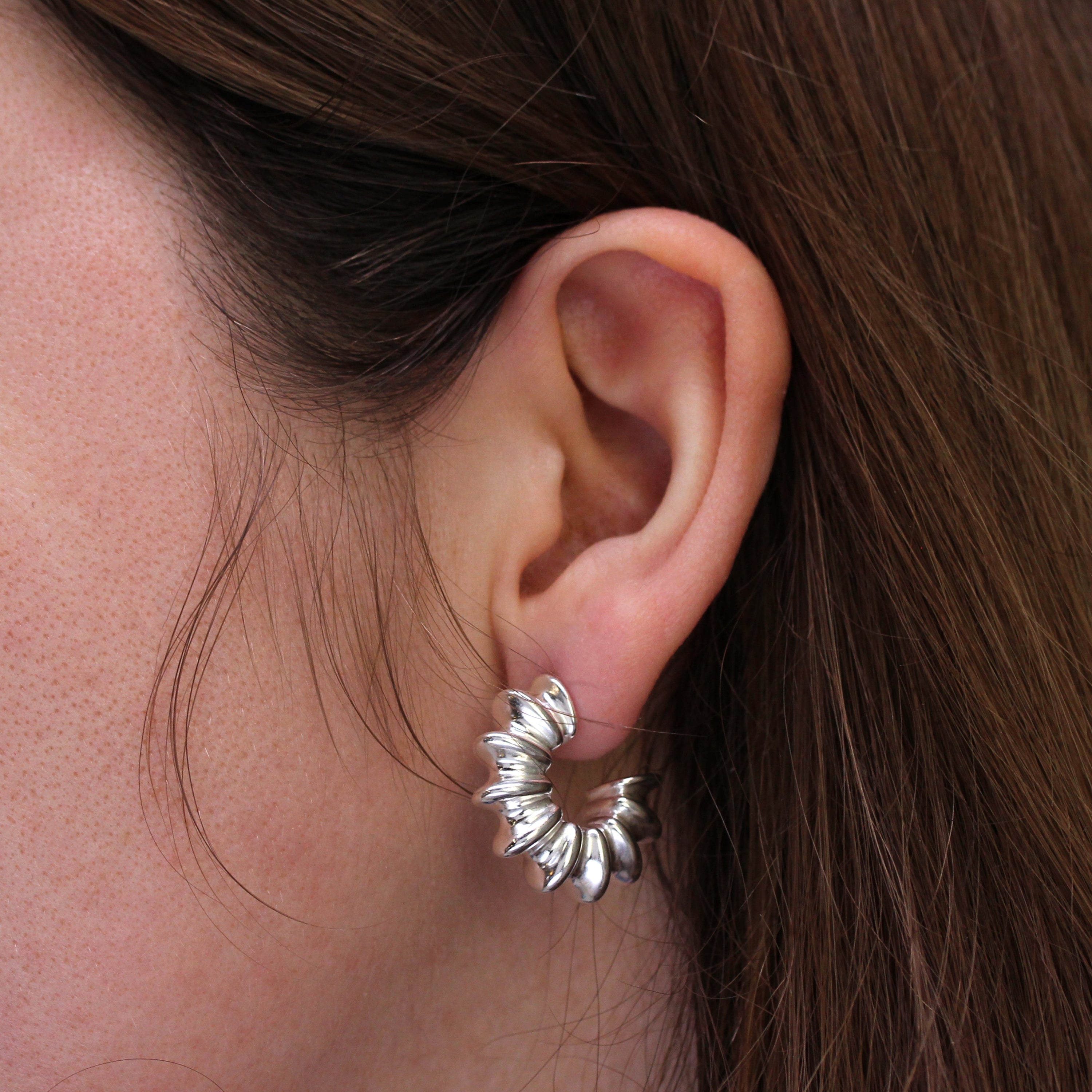 Sterling Silver Open Stud Hoop Earrings