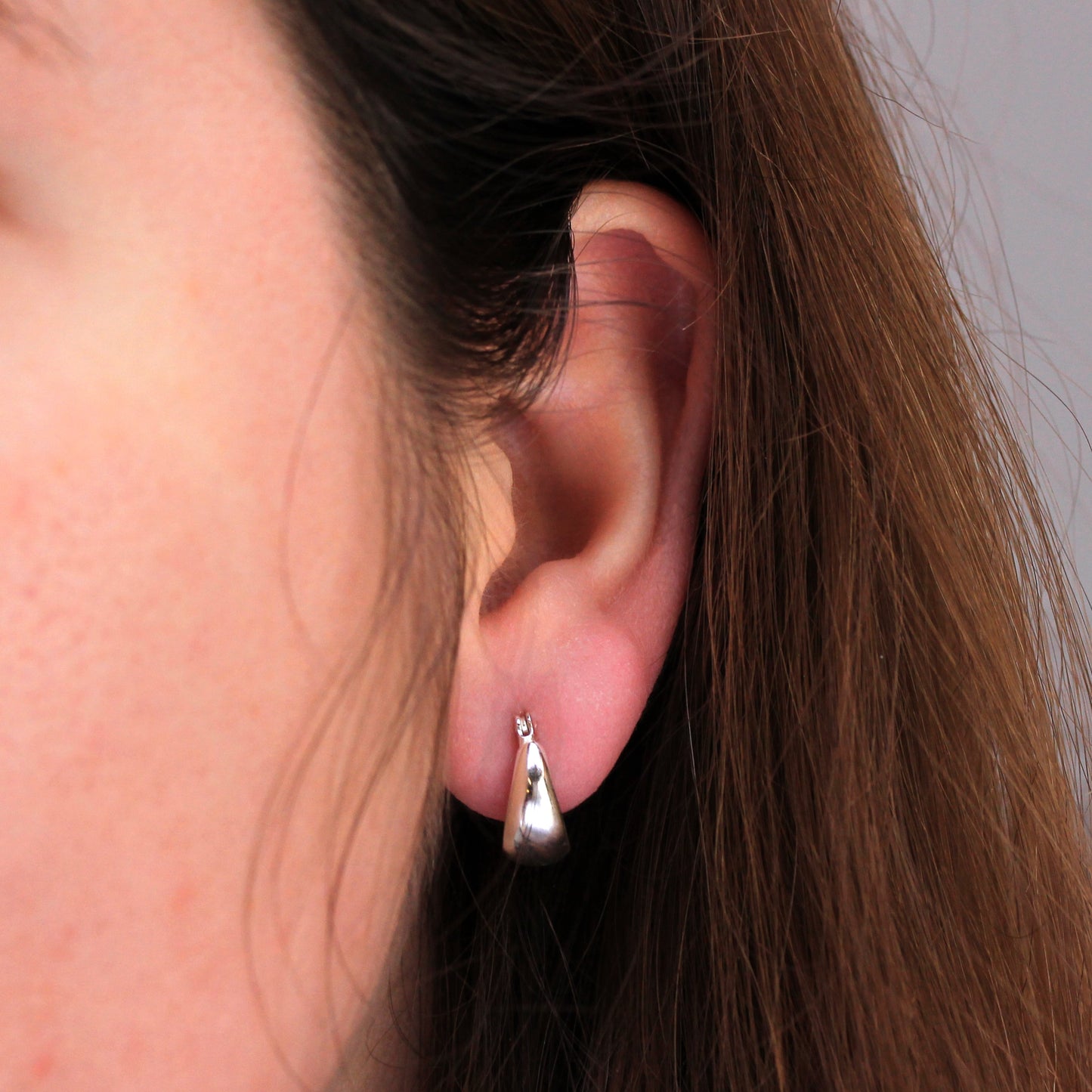 Sterling Silver Small Chunky Creole Hoop Earrings