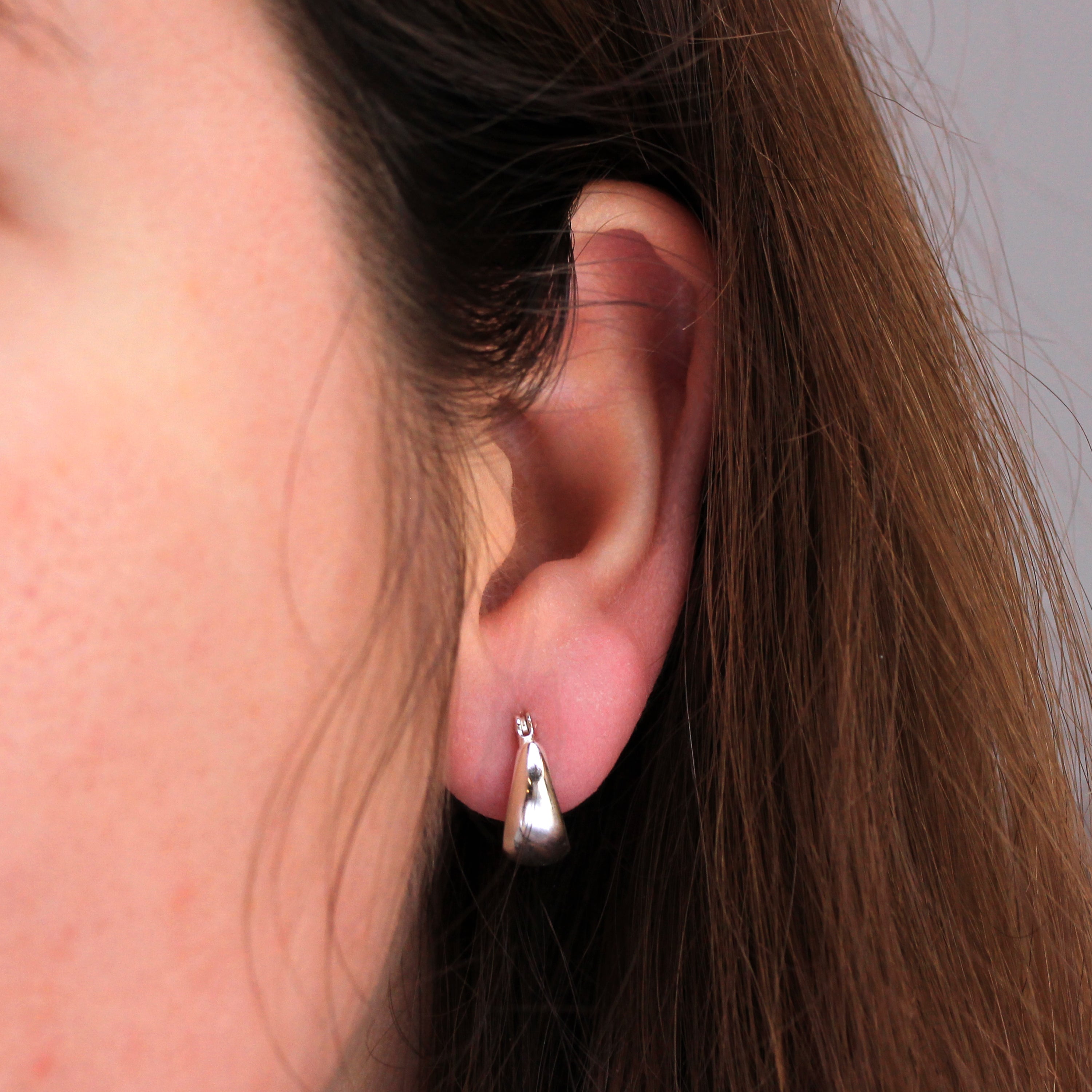 Sterling Silver Small Chunky Creole Hoop Earrings