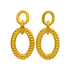Gold Plated Sterling Silver Double Oval Twist Rope Stud Drop Dangle Earrings