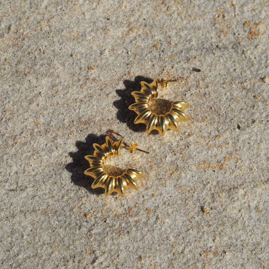 Gold Plated Sterling Silver Open Stud Hoop Earrings