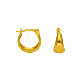 Gold Plated Sterling Silver Small Chunky Creole Hoop Earrings