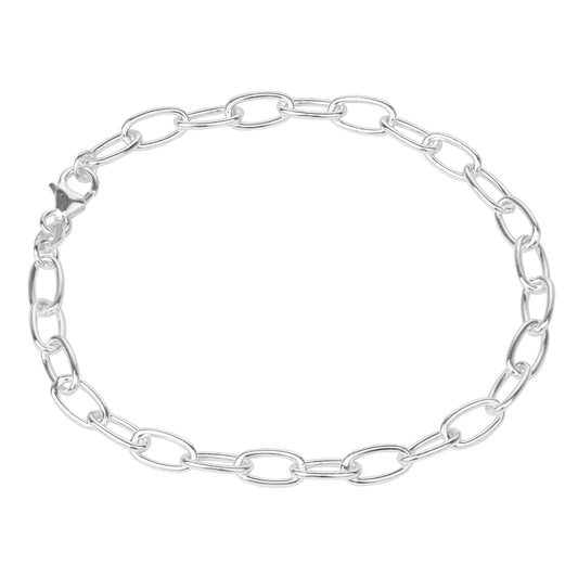 Sterling Silver Oval Belcher Bracelet - 7.5 Inches