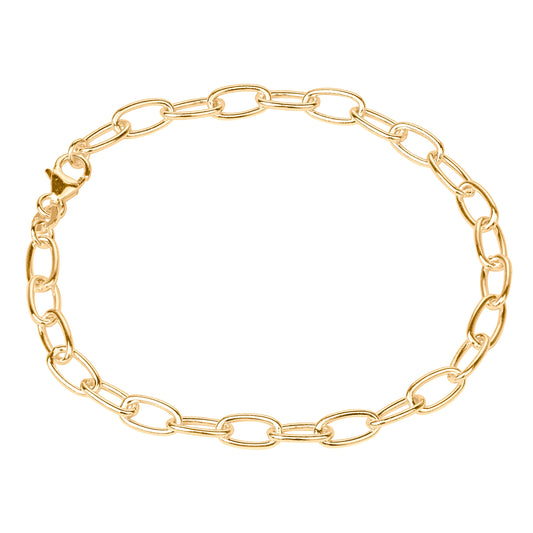 Gold Plated Sterling Silver Oval Belcher Bracelet - 7.5 Inches