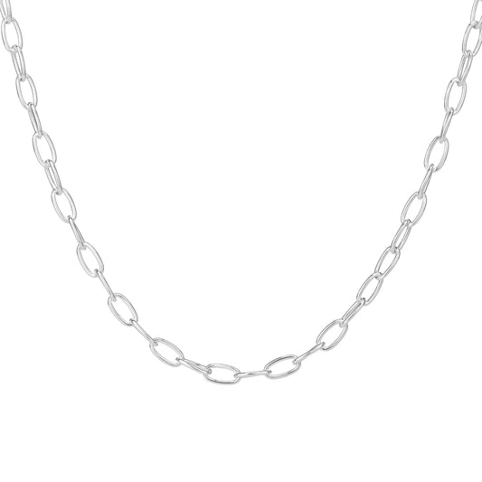 Sterling Silver Oval Belcher Necklace - 18 Inches