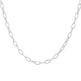 Sterling Silver Oval Belcher Necklace - 18 Inches