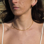 Gold Plated Sterling Silver Oval Belcher Necklace - 18 Inches